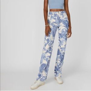 NWT REFORMATION Marble High Rise Straight Long Jeans